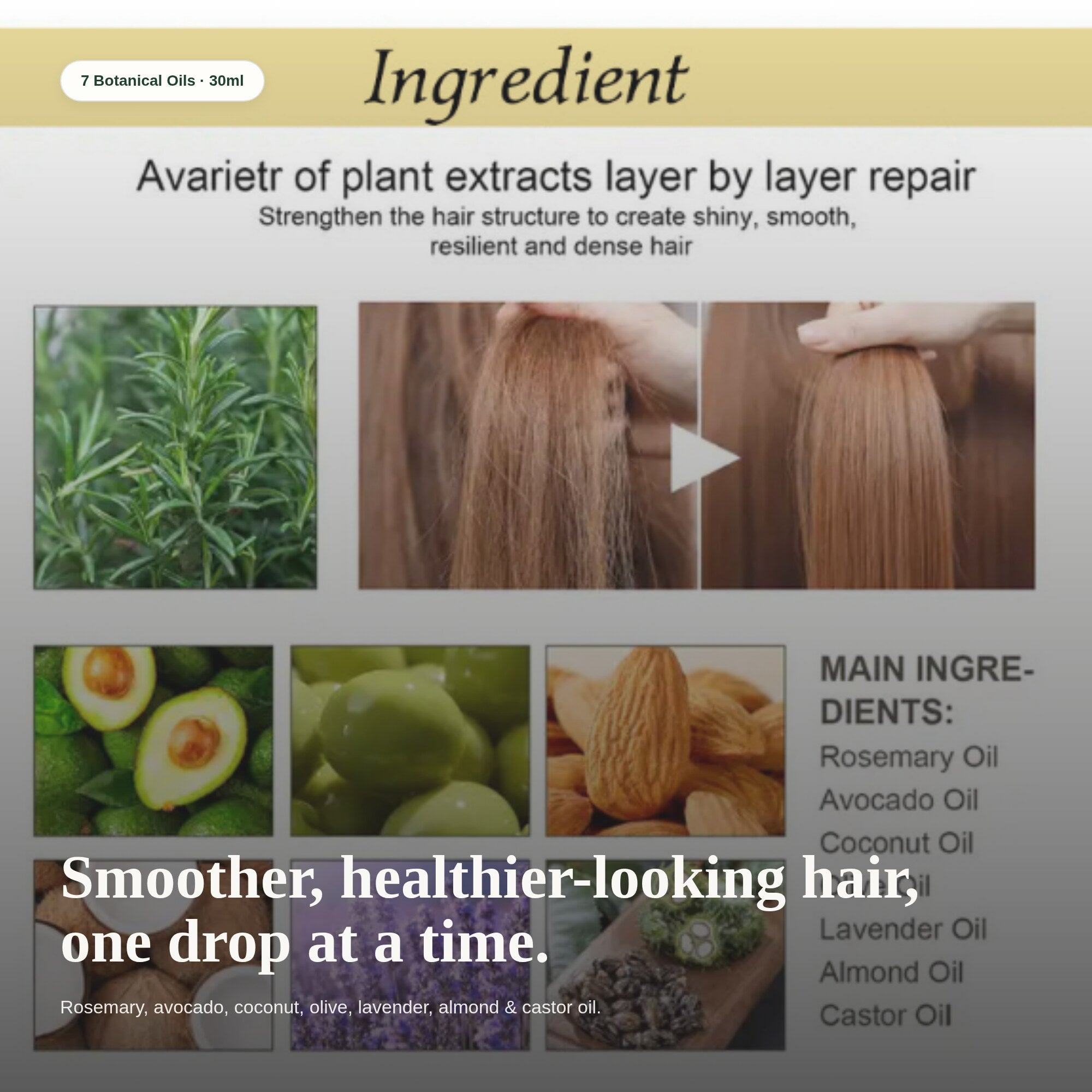 Rosemary Hair Care Essential Oil — 7 botanical oils for smoother, healthier-looking hair