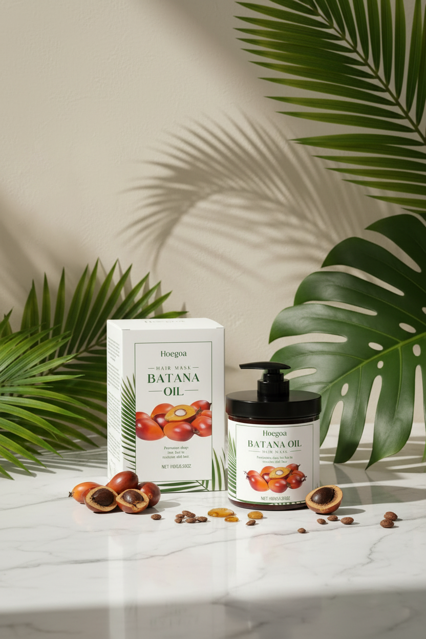 Batana Oil & Keratin Repair Hair Mask lifestyle photo on white marble