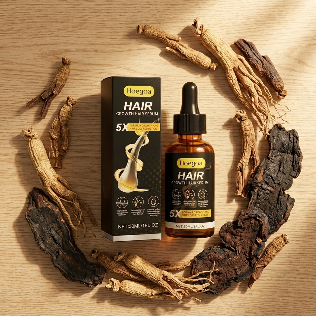 Scalp Essence Serum — Ingredient Flat Lay | Generated by Modelize